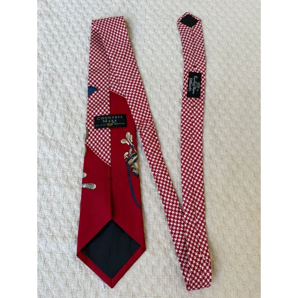 Vtg‎ Countess Mara New York USA Satin Golf Clubs Silk Necktie Tie Men 4